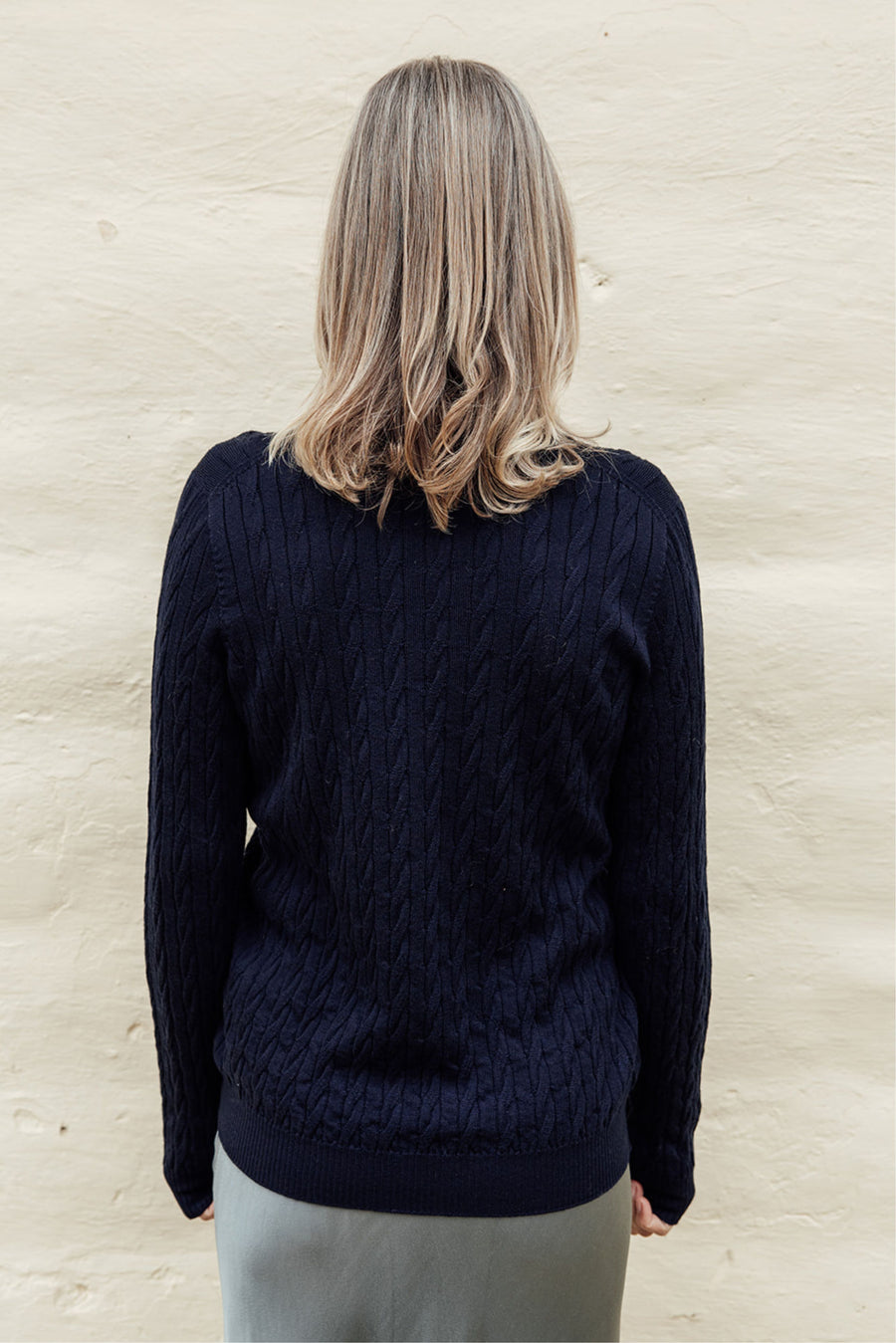 Classic Cable Merino Jersey - Navy
