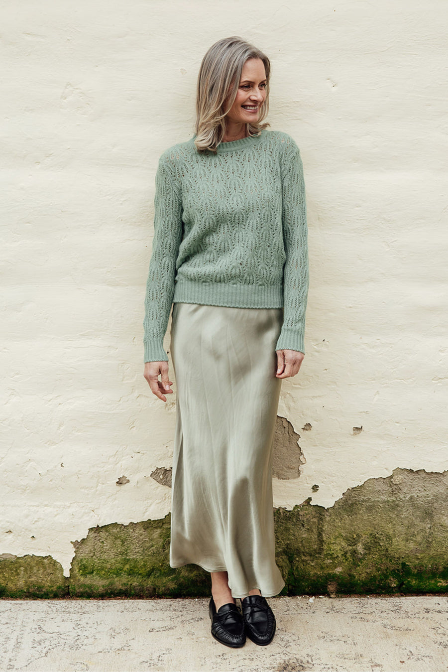 The Coralie Bias Slip Skirt - Moss