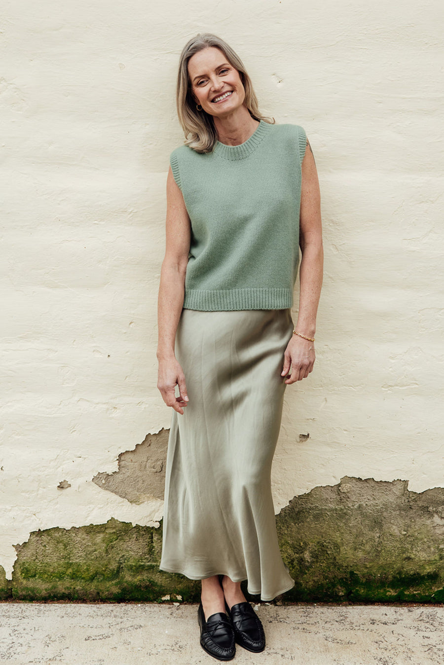 The Coralie Bias Slip Skirt - Moss