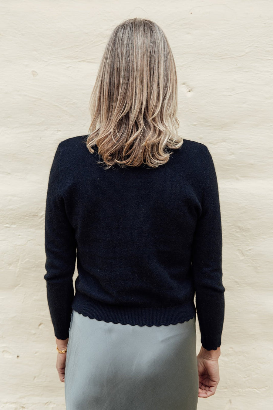 The Scallop Possum Merino Cardigan- Navy