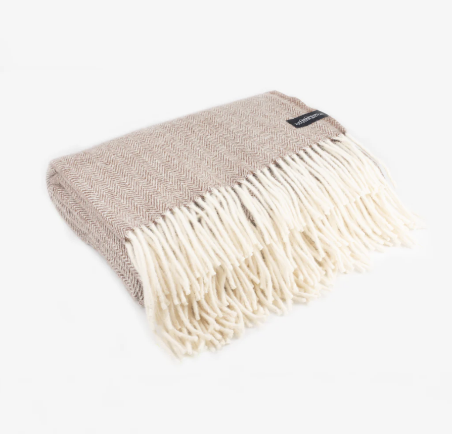 Palliser Ridge Herringbone Lambs Wool Blanket - Canter