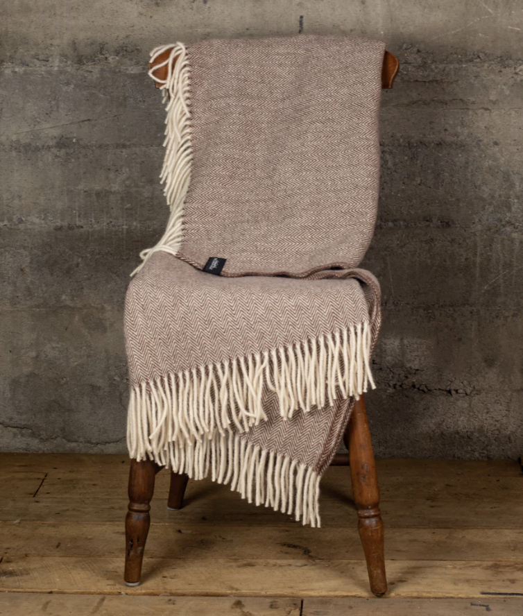 Palliser Ridge Herringbone Lambs Wool Blanket - Canter