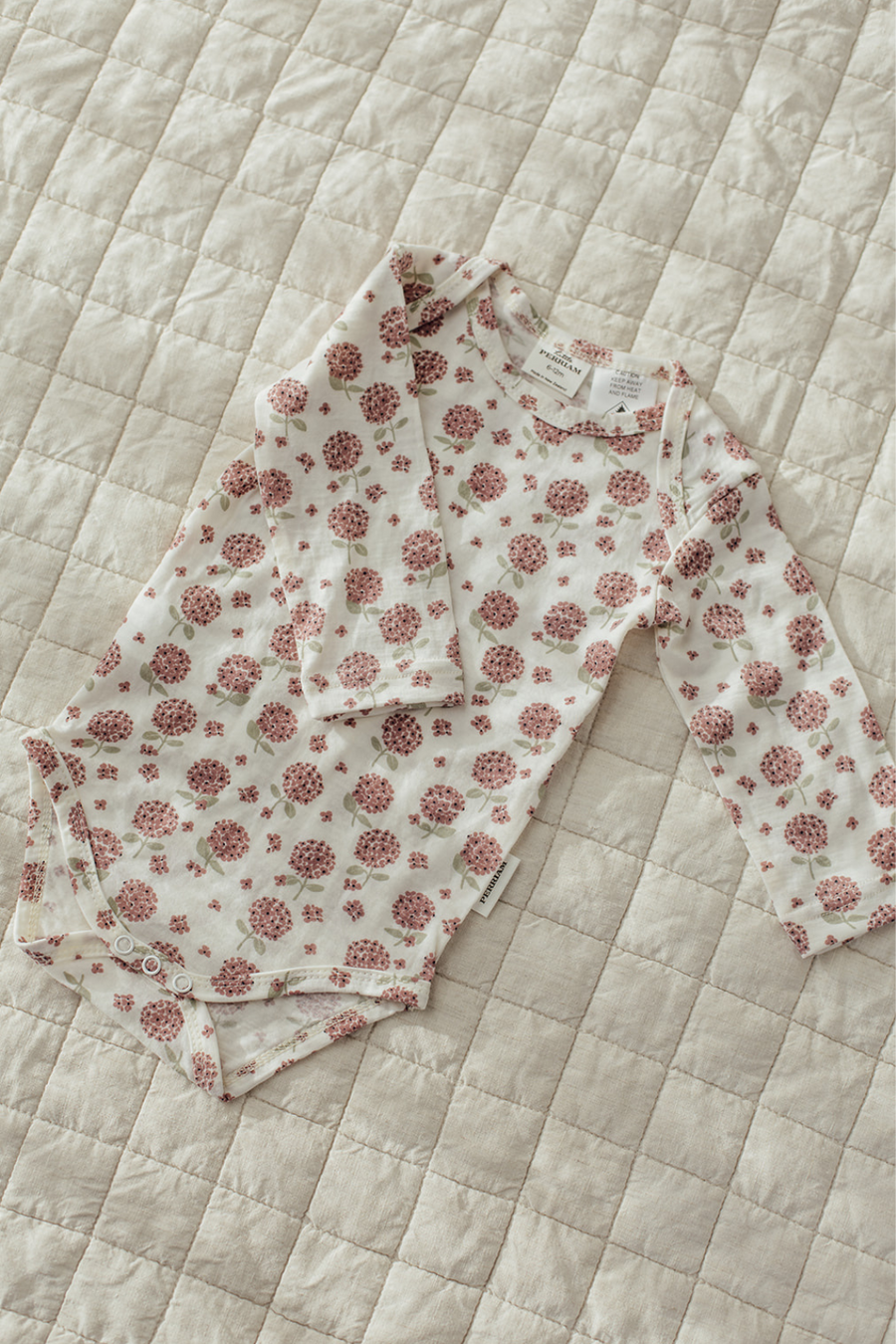 Merino Wool Baby Onesie - Hydrangea