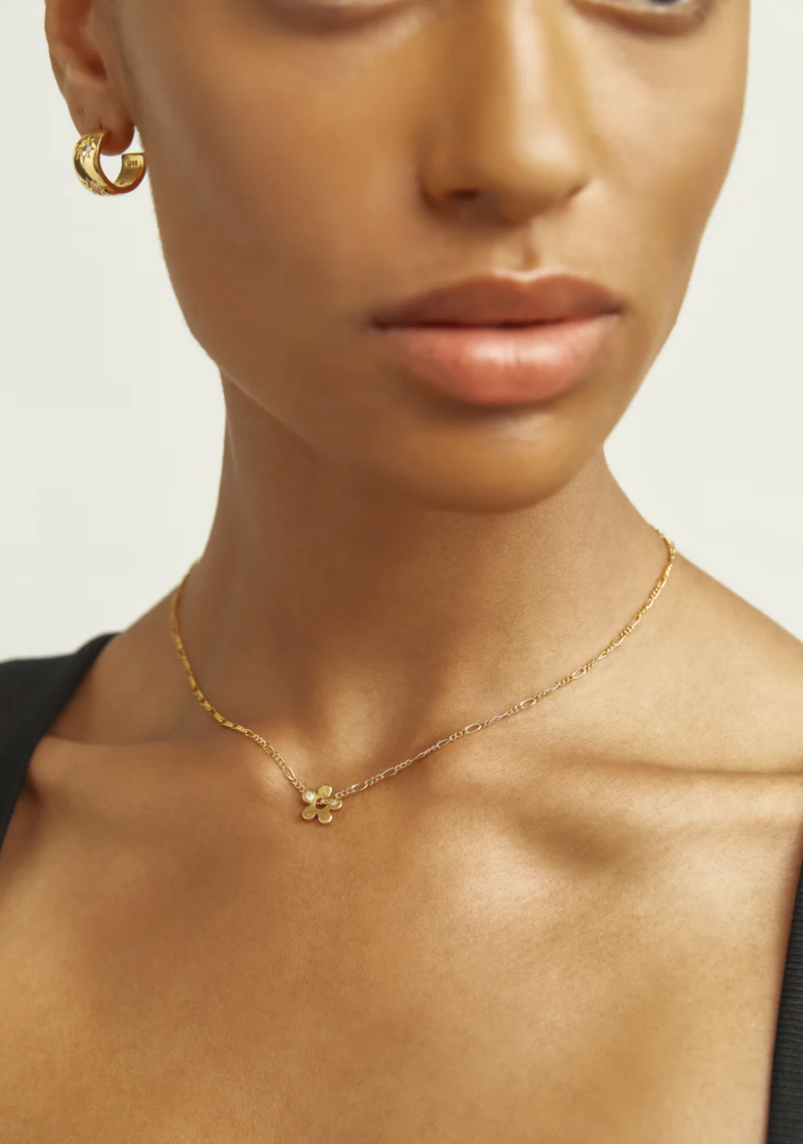 Brie Leon - Signature Flower Pendant Necklace - GOLD/CLEAR